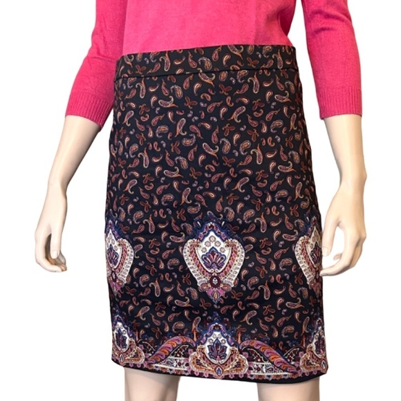 J. Crew The Pencil Skirt Cotton Bold Paisley Print Versatile Colourful Mini - Picture 2 of 12